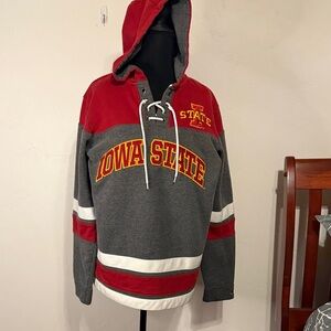 Champion Red, Gray, and White Lace-Up Hoodie